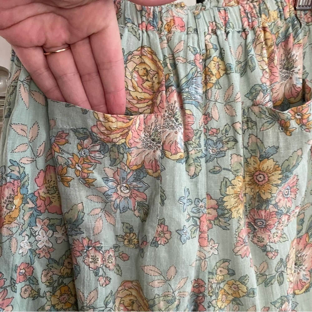 Louise Misha Blue Pink Floral Print Amandine Wide Leg Gauze Cotton Pants 10 - Picture 10 of 14